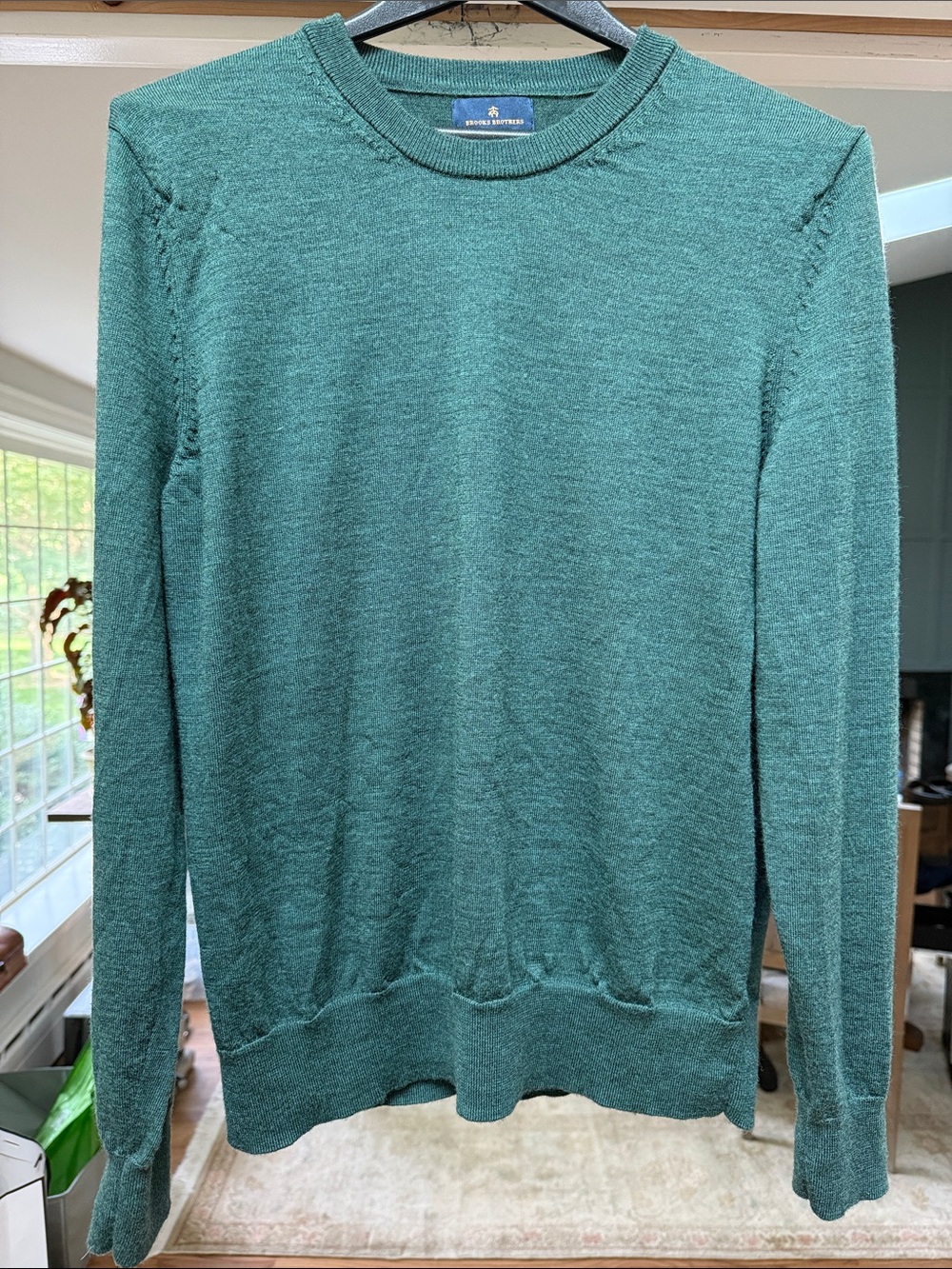Brooks Brothers Men's Crewneck Mereno Wool Sweater - Medium M - Hunter Green